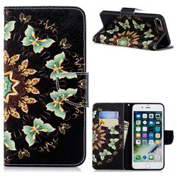 Circle Butterflies Leather Wallet Case for iPhone 8 Plus / 7 Plus 7P(5.5 inch)
