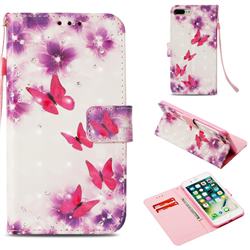 Stamen Butterfly 3D Painted Leather Wallet Case for iPhone 8 Plus / 7 Plus 7P(5.5 inch)