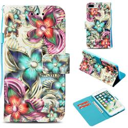 Kaleidoscope Flower 3D Painted Leather Wallet Case for iPhone 8 Plus / 7 Plus 7P(5.5 inch)