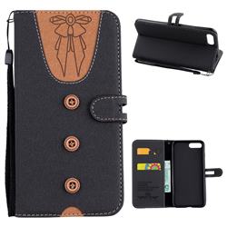 Ladies Bow Clothes Pattern Leather Wallet Phone Case for iPhone 8 Plus / 7 Plus 7P(5.5 inch) - Black
