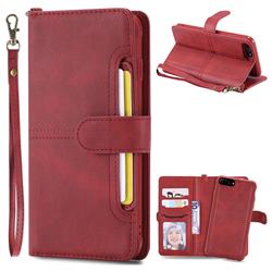 Retro Multi-functional Detachable Leather Wallet Phone Case for iPhone 8 Plus / 7 Plus 7P(5.5 inch) - Red