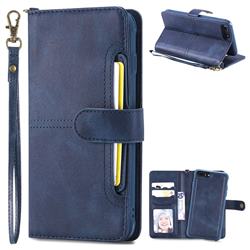 Retro Multi-functional Detachable Leather Wallet Phone Case for iPhone 8 Plus / 7 Plus 7P(5.5 inch) - Blue