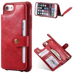 Retro Aristocratic Demeanor Anti-fall Leather Phone Back Cover for iPhone 8 Plus / 7 Plus 7P(5.5 inch) - Red