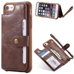 Retro Aristocratic Demeanor Anti-fall Leather Phone Back Cover for iPhone 8 Plus / 7 Plus 7P(5.5 inch) - Coffee