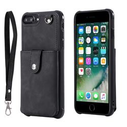 Retro Luxury Anti-fall Mirror Leather Phone Back Cover for iPhone 8 Plus / 7 Plus 7P(5.5 inch) - Black