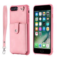 Retro Luxury Anti-fall Mirror Leather Phone Back Cover for iPhone 8 Plus / 7 Plus 7P(5.5 inch) - Pink