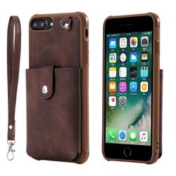 Retro Luxury Anti-fall Mirror Leather Phone Back Cover for iPhone 8 Plus / 7 Plus 7P(5.5 inch) - Coffee