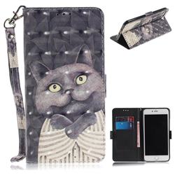 Cat Embrace 3D Painted Leather Wallet Phone Case for iPhone 8 Plus / 7 Plus 7P(5.5 inch)