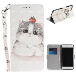 Cute Tomato Cat 3D Painted Leather Wallet Phone Case for iPhone 8 Plus / 7 Plus 7P(5.5 inch)