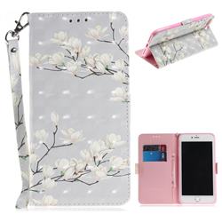 Magnolia Flower 3D Painted Leather Wallet Phone Case for iPhone 8 Plus / 7 Plus 7P(5.5 inch)