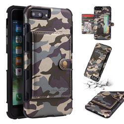 Camouflage Multi-function Leather Phone Case for iPhone 8 Plus / 7 Plus 7P(5.5 inch) - Gray