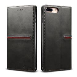 Suteni Slim Magnet Leather Wallet Flip Cover for iPhone 8 Plus / 7 Plus 7P(5.5 inch) - Black