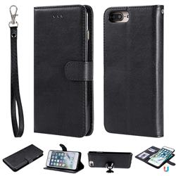 Retro Greek Detachable Magnetic PU Leather Wallet Phone Case for iPhone 8 Plus / 7 Plus 7P(5.5 inch) - Black
