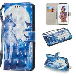 Ice Wolf 3D Painted Leather Wallet Phone Case for iPhone 8 Plus / 7 Plus 7P(5.5 inch)