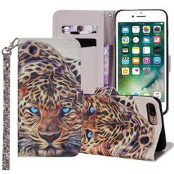 Leopard 3D Painted Leather Phone Wallet Case Cover for iPhone 8 Plus / 7 Plus 7P(5.5 inch)