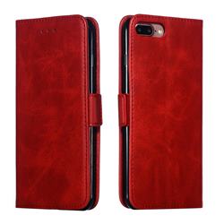Retro Classic Calf Pattern Leather Wallet Phone Case for iPhone 8 Plus / 7 Plus 7P(5.5 inch) - Red