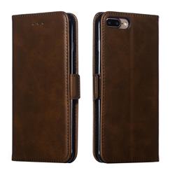 Retro Classic Calf Pattern Leather Wallet Phone Case for iPhone 8 Plus / 7 Plus 7P(5.5 inch) - Brown