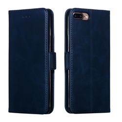 Retro Classic Calf Pattern Leather Wallet Phone Case for iPhone 8 Plus / 7 Plus 7P(5.5 inch) - Blue