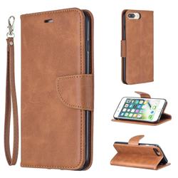 Classic Sheepskin PU Leather Phone Wallet Case for iPhone 8 Plus / 7 Plus 7P(5.5 inch) - Brown