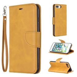 Classic Sheepskin PU Leather Phone Wallet Case for iPhone 8 Plus / 7 Plus 7P(5.5 inch) - Yellow