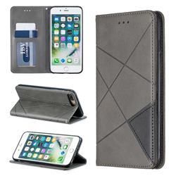 Prismatic Slim Magnetic Sucking Stitching Wallet Flip Cover for iPhone 8 Plus / 7 Plus 7P(5.5 inch) - Gray