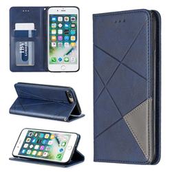 Prismatic Slim Magnetic Sucking Stitching Wallet Flip Cover for iPhone 8 Plus / 7 Plus 7P(5.5 inch) - Blue