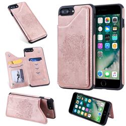 Luxury Tree and Cat Multifunction Magnetic Card Slots Stand Leather Phone Back Cover for iPhone 8 Plus / 7 Plus 7P(5.5 inch) - Rose Gold