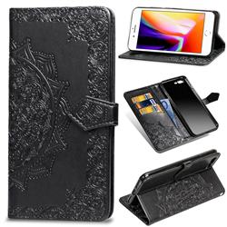 Embossing Imprint Mandala Flower Leather Wallet Case for iPhone 8 Plus / 7 Plus 7P(5.5 inch) - Black