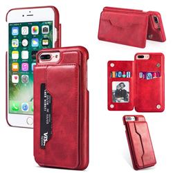 Luxury Magnetic Double Buckle Leather Phone Case for iPhone 8 Plus / 7 Plus 7P(5.5 inch) - Red