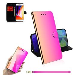 Shining Mirror Like Surface Leather Wallet Case for iPhone 8 Plus / 7 Plus 7P(5.5 inch) - Rainbow Gradient