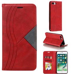 Retro S Streak Magnetic Leather Wallet Phone Case for iPhone 8 Plus / 7 Plus 7P(5.5 inch) - Red