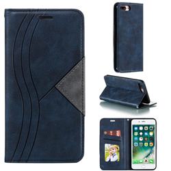 Retro S Streak Magnetic Leather Wallet Phone Case for iPhone 8 Plus / 7 Plus 7P(5.5 inch) - Blue