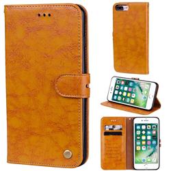 Luxury Retro Oil Wax PU Leather Wallet Phone Case for iPhone 8 Plus / 7 Plus 7P(5.5 inch) - Orange Yellow