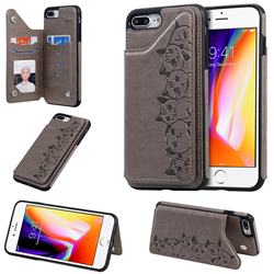 Yikatu Luxury Cute Cats Multifunction Magnetic Card Slots Stand Leather Back Cover for iPhone 8 Plus / 7 Plus 7P(5.5 inch) - Gray