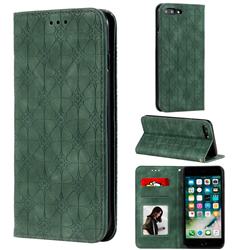 Intricate Embossing Four Leaf Clover Leather Wallet Case for iPhone 8 Plus / 7 Plus 7P(5.5 inch) - Blackish Green