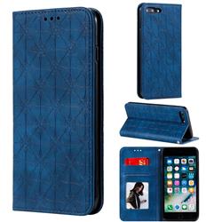 Intricate Embossing Four Leaf Clover Leather Wallet Case for iPhone 8 Plus / 7 Plus 7P(5.5 inch) - Dark Blue