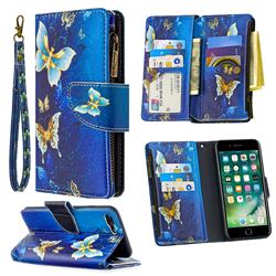 Golden Butterflies Binfen Color BF03 Retro Zipper Leather Wallet Phone Case for iPhone 8 Plus / 7 Plus 7P(5.5 inch)