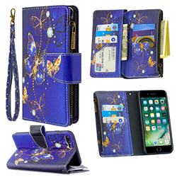 Purple Butterfly Binfen Color BF03 Retro Zipper Leather Wallet Phone Case for iPhone 8 Plus / 7 Plus 7P(5.5 inch)