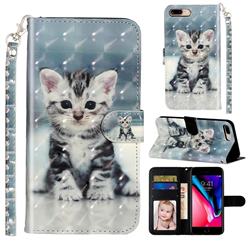 Kitten Cat 3D Leather Phone Holster Wallet Case for iPhone 8 Plus / 7 Plus 7P(5.5 inch)