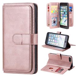 Multi-function Ten Card Slots and Photo Frame PU Leather Wallet Phone Case Cover for iPhone 8 Plus / 7 Plus 7P(5.5 inch) - Rose Gold