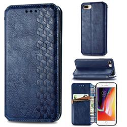 Ultra Slim Fashion Business Card Magnetic Automatic Suction Leather Flip Cover for iPhone 8 Plus / 7 Plus 7P(5.5 inch) - Dark Blue
