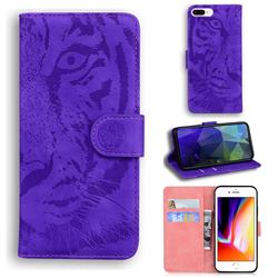 Intricate Embossing Tiger Face Leather Wallet Case for iPhone 8 Plus / 7 Plus 7P(5.5 inch) - Purple