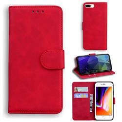 Retro Classic Skin Feel Leather Wallet Phone Case for iPhone 8 Plus / 7 Plus 7P(5.5 inch) - Red
