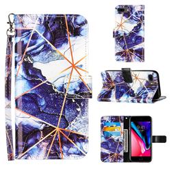 Starry Blue Stitching Color Marble Leather Wallet Case for iPhone 8 Plus / 7 Plus 7P(5.5 inch)