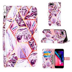 Dream Purple Stitching Color Marble Leather Wallet Case for iPhone 8 Plus / 7 Plus 7P(5.5 inch)