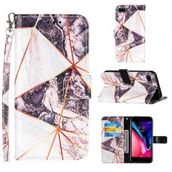 Black and White Stitching Color Marble Leather Wallet Case for iPhone 8 Plus / 7 Plus 7P(5.5 inch)