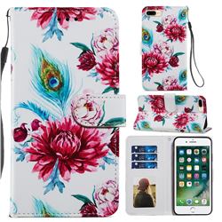 Peacock Flower Smooth Leather Phone Wallet Case for iPhone 8 Plus / 7 Plus 7P(5.5 inch)