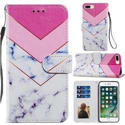 Smoke Marble Smooth Leather Phone Wallet Case for iPhone 8 Plus / 7 Plus 7P(5.5 inch)