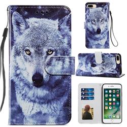 White Wolf Smooth Leather Phone Wallet Case for iPhone 8 Plus / 7 Plus 7P(5.5 inch)