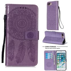 Embossing Dream Catcher Mandala Flower Leather Wallet Case for iPhone 8 Plus / 7 Plus 7P(5.5 inch) - Purple